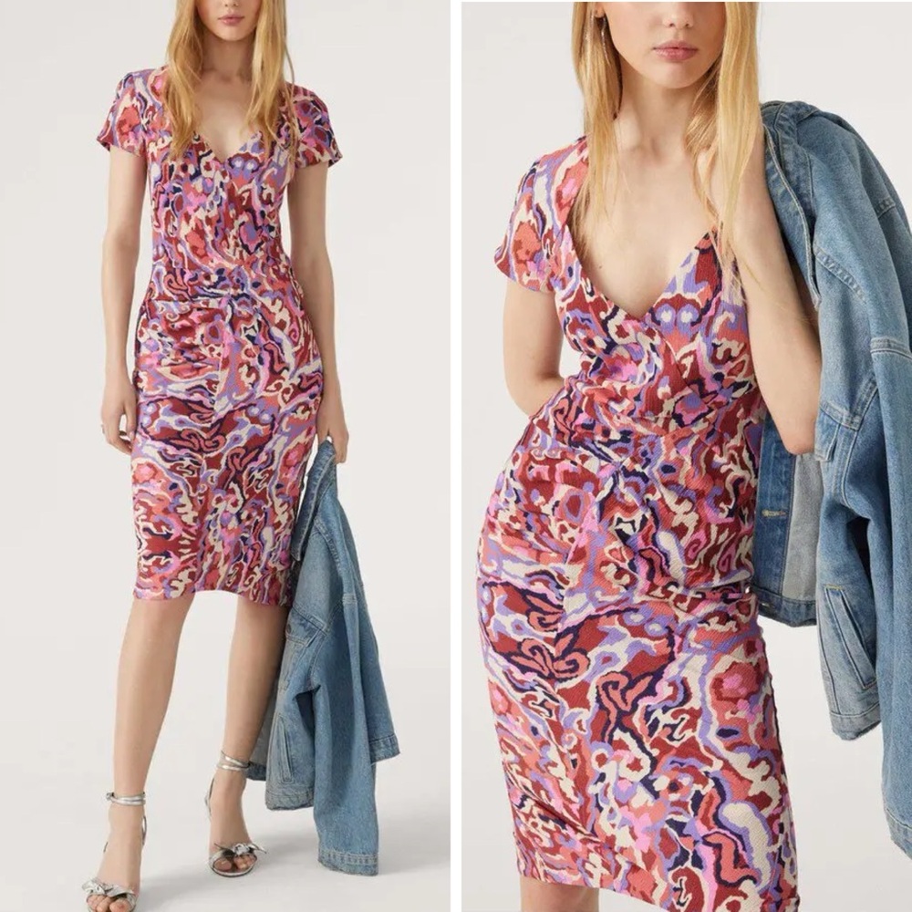 NWT Ba&sh Siane V-Neck Short Sleeve Dress SIZE1 Romantic Party Cocktail Luxury
